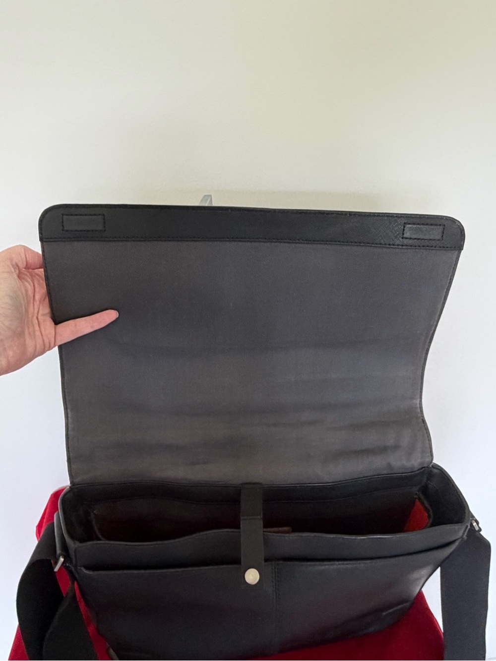 Jack Spade Barrow Black Leather Messenger Laptop Crossbody Bag - Picture 11 of 16